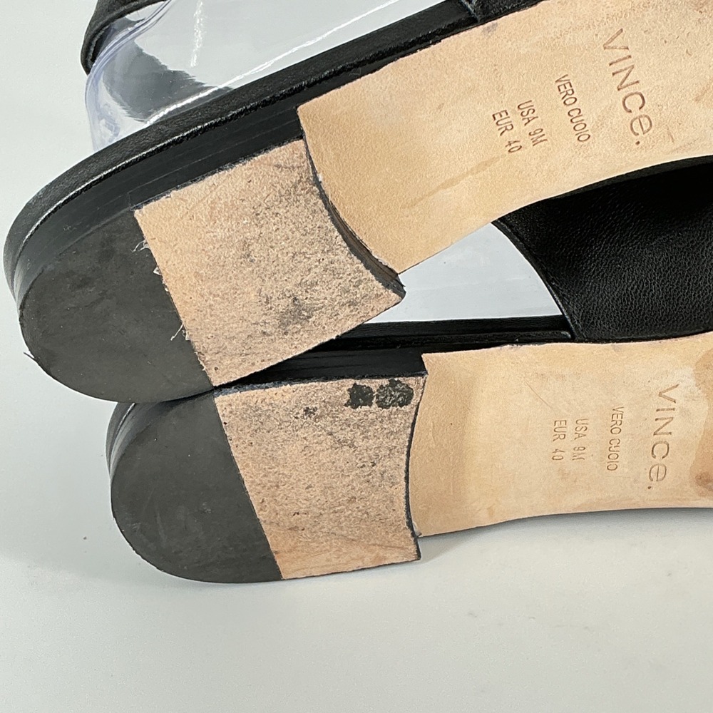 Vince Size 9 EUR 40 Black Leather Square Toe Slingback Flats Vida - Picture 9 of 12